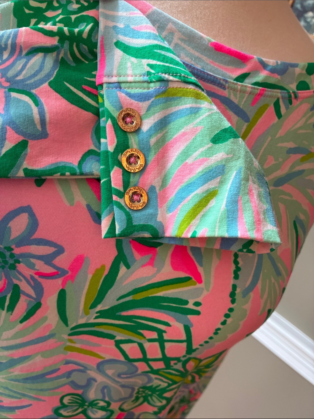 Lilly Pulitzer Aleah Pink, Green and Blue Boatneck Long Sleeve Top Size Medium - Picture 4 of 9